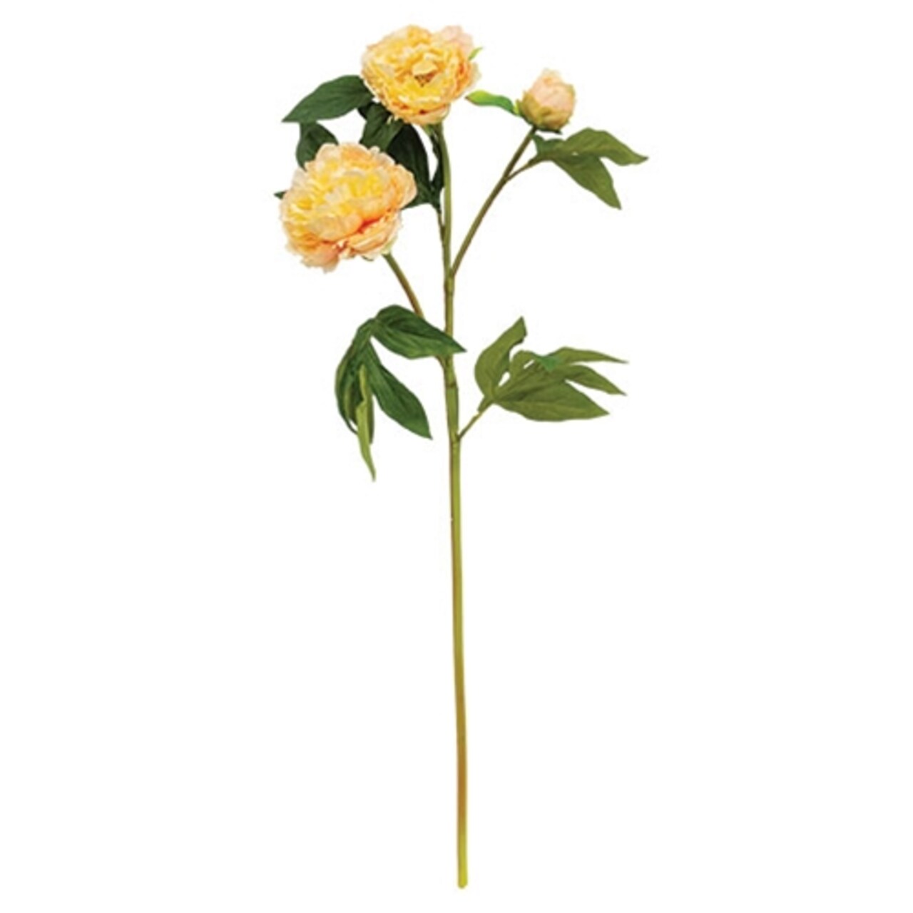 Set of 2 Decorative Peony Spray 30 Inch Peach Green Stem Artificial Flower Branch
